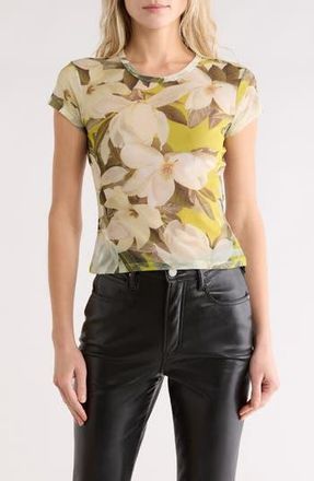 AllSaints Ellie Floral Mesh T-Shirt in Revive Stem Green at Nordstrom Rack, Size 8 Us / 12 Uk