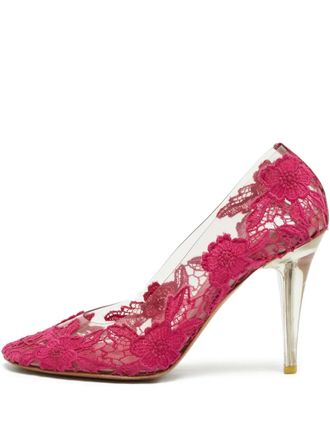 Marc Jacobs 130mm lace-embellished pumps - women - Leather/Mesh/PVC/PVC - 38.5 - Pink