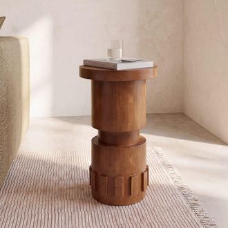 Maisons du monde Mesa auxiliar de madera de acacia esculpida