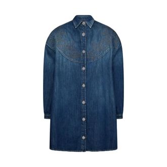 Dondup Overhemden, Dames, Blauw, S, Denim, Oversized Jurk van Stug Denim
