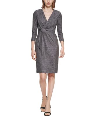 Calvin Klein Glitter Knit V-Neck Sheath Dress