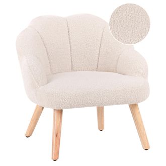 Beliani Sill&oacute;n Infantil Silla Tapizada De Boucl&eacute; Para Ni&ntilde;os Patas De Madera Beige Claro Miland