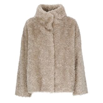 Herno Jas met gekrulde shearling-look - Dames - Jassen - Beige - Maat: XS Zijde