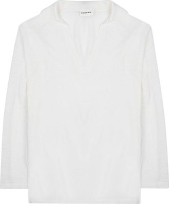 P.A.R.O.S.H. Relaxed Fit V-Neck Linen-Blend Blouse