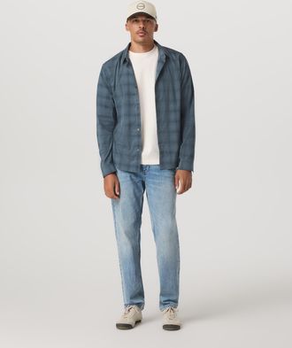 Vuori Clothing Long Sleeve Plaid Button Down Shirt | Abyss | Medium