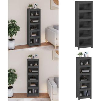 vidaXL Libreria Grigia 50x35x154 cm in Legno Massello di Pino - Libreria grigia - Libreria in pino
