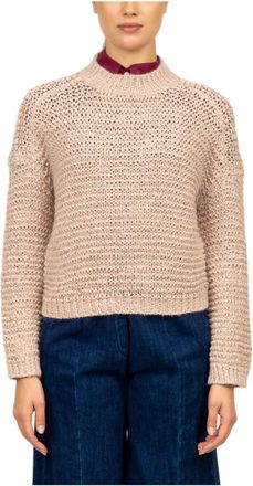 Forte_Forte Ronde hals knit - Dames - Ronde hals truien - Roze - S - Wol - Truien & Vesten