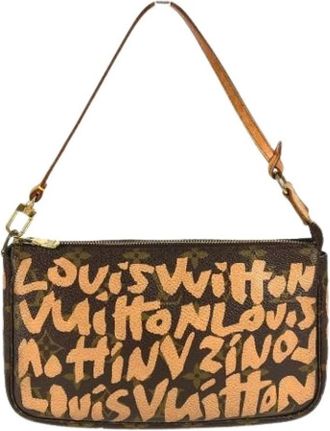 Louis Vuitton Pre-owned Monogram Graffiti Mini Pochette - Dames - Vintage Mini Tas - Bruin - ONE Size - Leer - Vintage