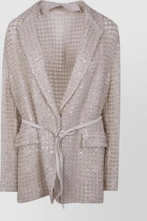 Brunello Cucinelli longline tailored jacket belted sequin lapels