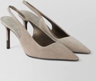 Brunello Cucinelli suede slingback pumps monili detail stiletto