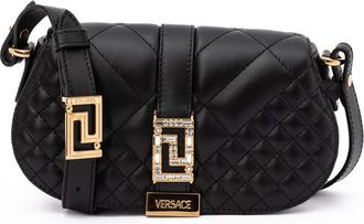 Versace Quilted Lambskin Shoulder Bag Black