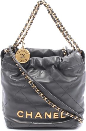 Chanel Borsa a tracolla Shiny 22 mini in pelle di agnello 2021-2025 - Grigio