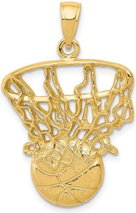 Diamond2Deal 14k Yellow Gold Swoosh Basketball Net Pendant