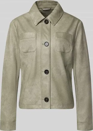 AMBER & JUNE Regular Fit Jacke in Leder-Optik in Hellgruen, Gr&ouml;&szlig;e 34