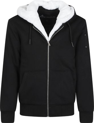Moose Knuckles Cotton-Blend Plush Hood Kangaroo-Pocket Zip-Up Hoodie