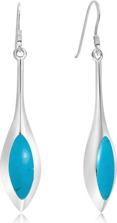 AeraVida Modern Long Icicle Simulated Turquoise Inlay.925 Sterling Silver Dangle Earrings | Turquoise Dangle Earrings | Simulated Turquoise Earrings | Dangle E