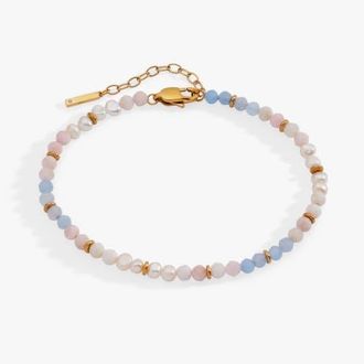 Alex and Ani Clear Quartz Semi-Precious Beaded Anklet in Gold at Nordstrom