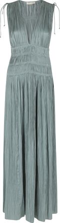 Ulla Johnson Light Blue Tasneem Deep V-Neck Polyester Evening Dress