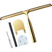 OEM Escobilla De Ducha De Acero Inoxidable Dorado Para Puertas, Espejos, Ventanas De Coche Y Ba&ntilde;os - 2 Hojas De Goma - Crezuo