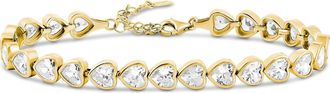 SHYMI Bezel-Set Emerald Shape Tennis Statement Bracelet -.925 Sterling Silver, 14K Gold-Plated, Rhodium Plated, Size 6 with 2 Extender, Day to Night