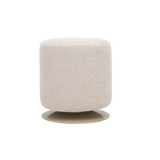 Miliboo Puf Redondo Giratorio En Tejido Efecto Terciopelo Texturizado Beige Y Metal D39.5 Cm Volnay