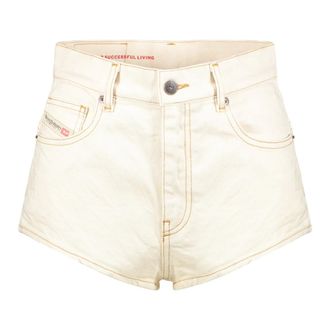 Diesel Korte Broeken, Dames, Beige, W26, Denim, High-waist Denim Shorts