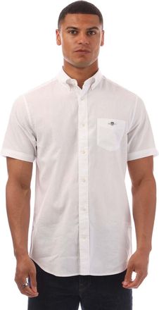 GANT Mens Gant Regular Fit Cotton Linen Short Sleeve Shirt in White