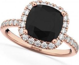 Allurez Cushion Cut Black Diamond Engagement Ring 14k Rose Gold (2.55ct)