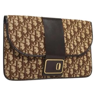 Dior Pre-owned Clutches, female, Brown, Size: ONE SIZE Pre-owned Trotter Canvas Clutch Bag