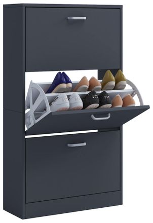 ebuy24 Ebuy24 - Gabinete De Zapatos De Madera Vcm Dimensiones: Al. 105 X An. 59 X T. 22 Cm 3 Solapas - Sipos L (antracita)
