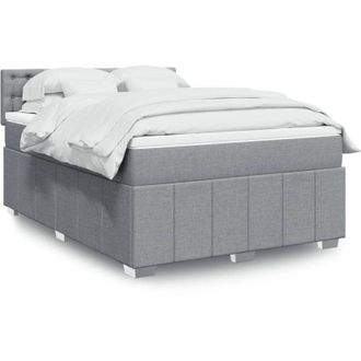 vidaXL Vidaxl - Cama Box Spring Con Colch&oacute;n Tela Gris Claro 160x200 Cm