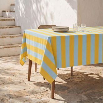 Muare Home Mantel antimanchas xl 100% algod&oacute;n azul y amarillo 180x300 cm