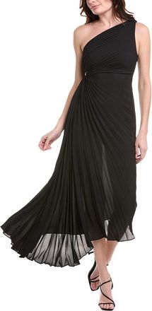 Nicole Miller Accordion Pleated One-Shoulder Midi Dress