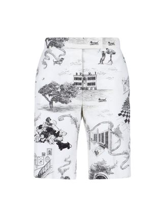 Thom Browne White Hector Toile Print Cotton Shorts