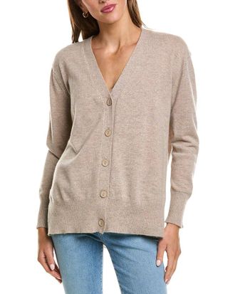 Fort&eacute; Cashmere Hi Low Easy Button 100% Cashmere Cardigan
