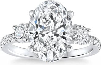 Pompeii3 Certified 3 1/4Ct Oval Diamond Engagement Ring 14k Gold Lab Grown