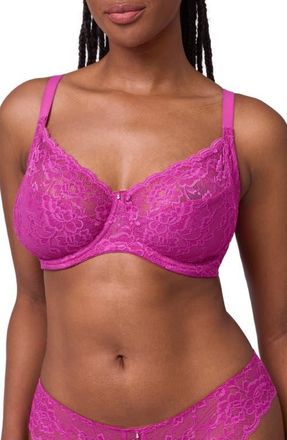 Montelle Intimates Muse Underwire Full Cup Lace Bra in Passion Fruit at Nordstrom, Size 32G