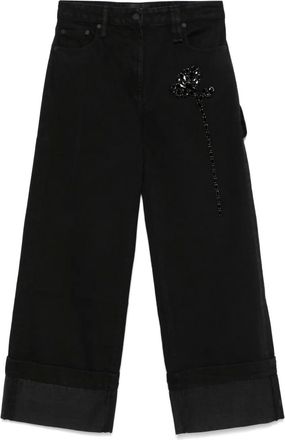 Simone Rocha Jeans con decorazione Carnation - Nero