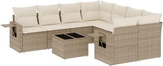 vidaXL Set De Sof&aacute;s De Jard&iacute;n 9 Pzas Con Cojines Rat&aacute;n Sint&eacute;tico Beige Vidaxl