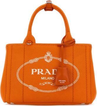 Prada Orange Logo Small Tote