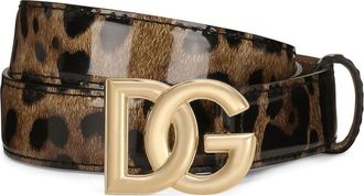 Dolce & Gabbana KIM DOLCE&GABBANA DG-logo leopard-print belt - women - Calf Leather - 90 - Brown
