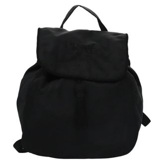 Prada Flap Drawstring Backpack Tessuto Black Nylon Backpack Bag (Pre-Owned)
