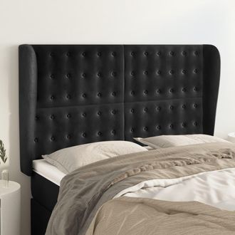 vidaXL Cabecero Con Orejas De Terciopelo Negro 147x23x118/128 Cm Vidaxl