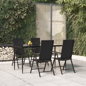 vidaXL Vidaxl - Juego De Comedor De Jard&iacute;n 5 Piezas Rat&aacute;n Sint&eacute;tico Negro