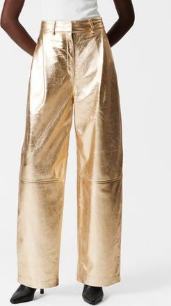 & Other Stories Metallic Leather Pants in Gold at Nordstrom Rack, Size 10