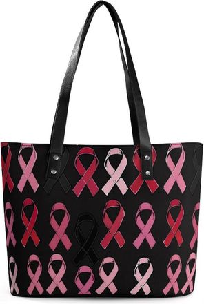 Generic Breast Cancer Awareness Ribbon Tote Bags for Women Cute Shoulder Purses Handbags
