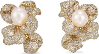 Anabela Chan Orecchini Pearl Blossom in oro giallo vermeil 18 carati