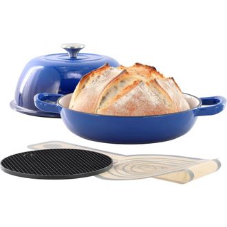 MegaChef 6 Quart Enameled Cast Iron Bread Pot with Baking Mat in Blue at Nordstrom