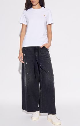 Maison Kitsuné T-shirt With Logo Patch, Womens, White