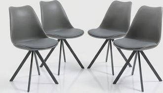 Oresteluchetta Juego De 4 Sillas Dise&ntilde;o Contempor&aacute;neo De Polipropileno Y Eco Cuero Smart Slim - Gris